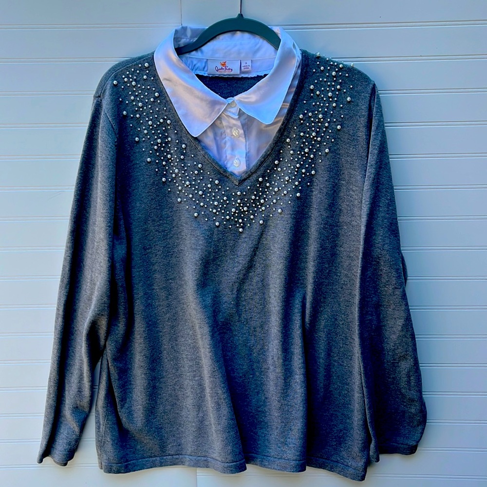 Quacker factory pearl accent sweater 1X